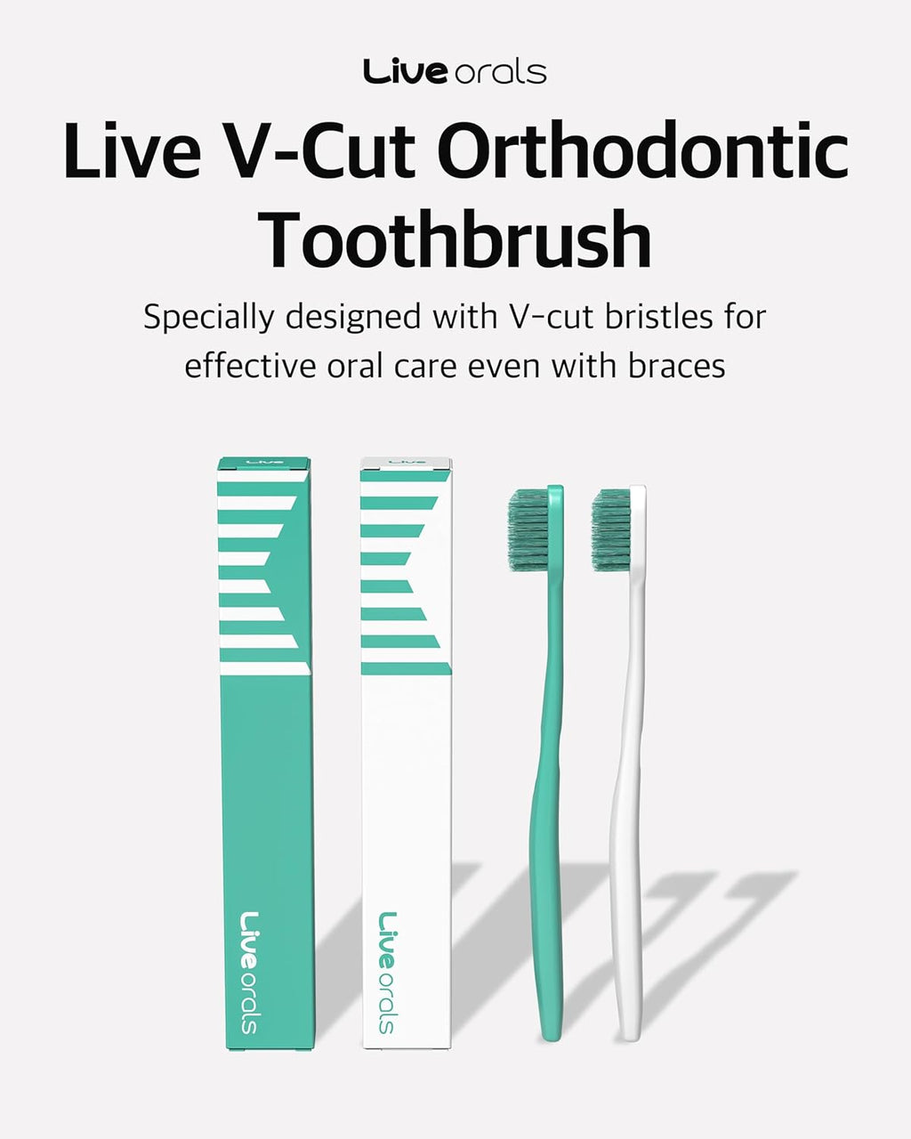 V-Cut Orthodontic Toothbrush (Mint) x 6Units – Medium Bristles, Ergonomic, Travel-Friendly Manual Toothbrush for Adults