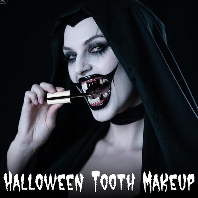 Professional Halloween Yellow Tooth Paint, Temporary Nicotine Color Tooth Paint，Decayed Rotten Cruddy Missing Teeth Makeup, Perfect for Cosplay, Halloween Makeup, Theater, Costume Party