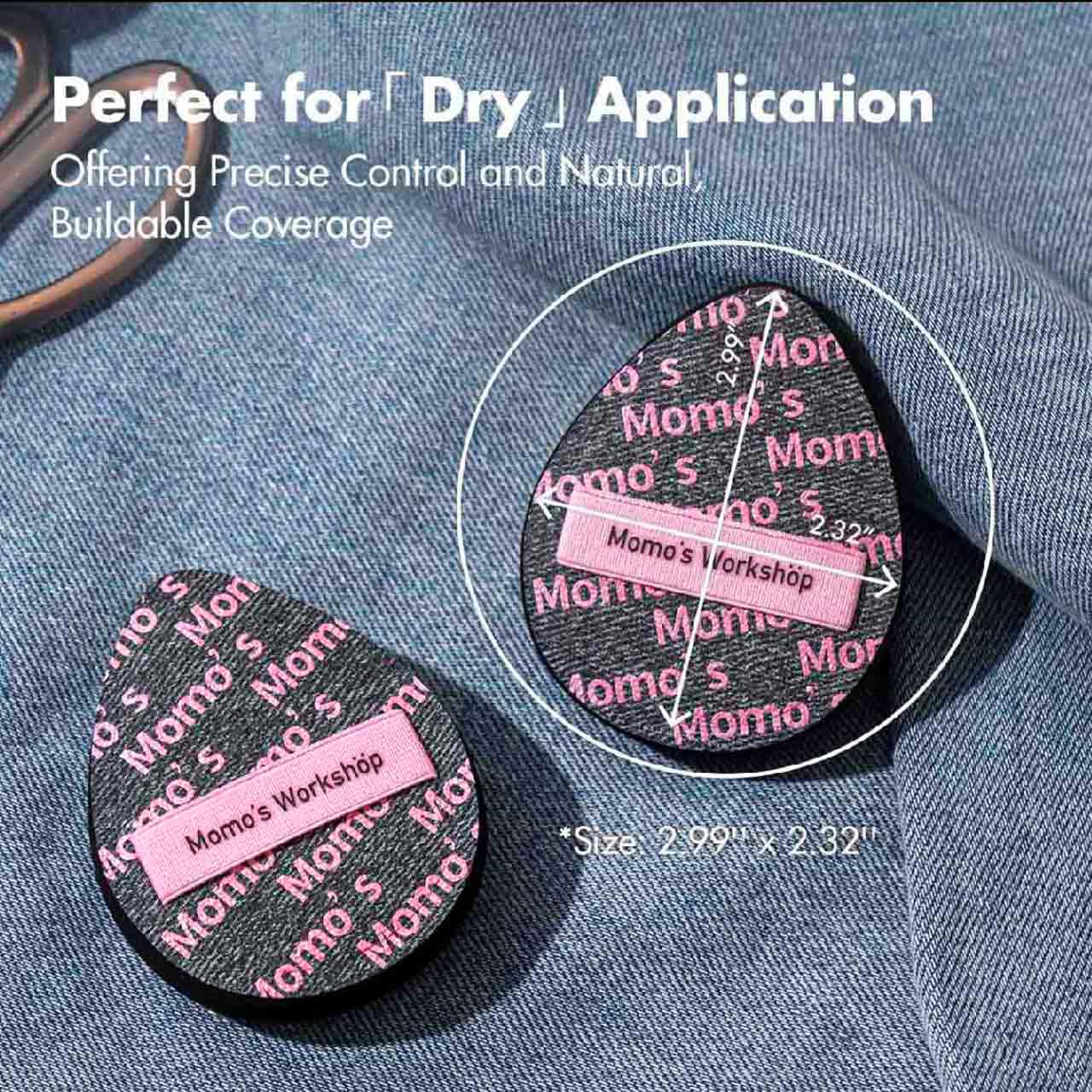 Momo's Workshop Pink Black Denim Egg Makeup Sponge 2-Pack,Ultra Firm Bounce Rubycell Sponge for Liquid-Full Coverage Foundation,for Dry/Combination Skin,Travel Friendly,2pcs &Storage Case