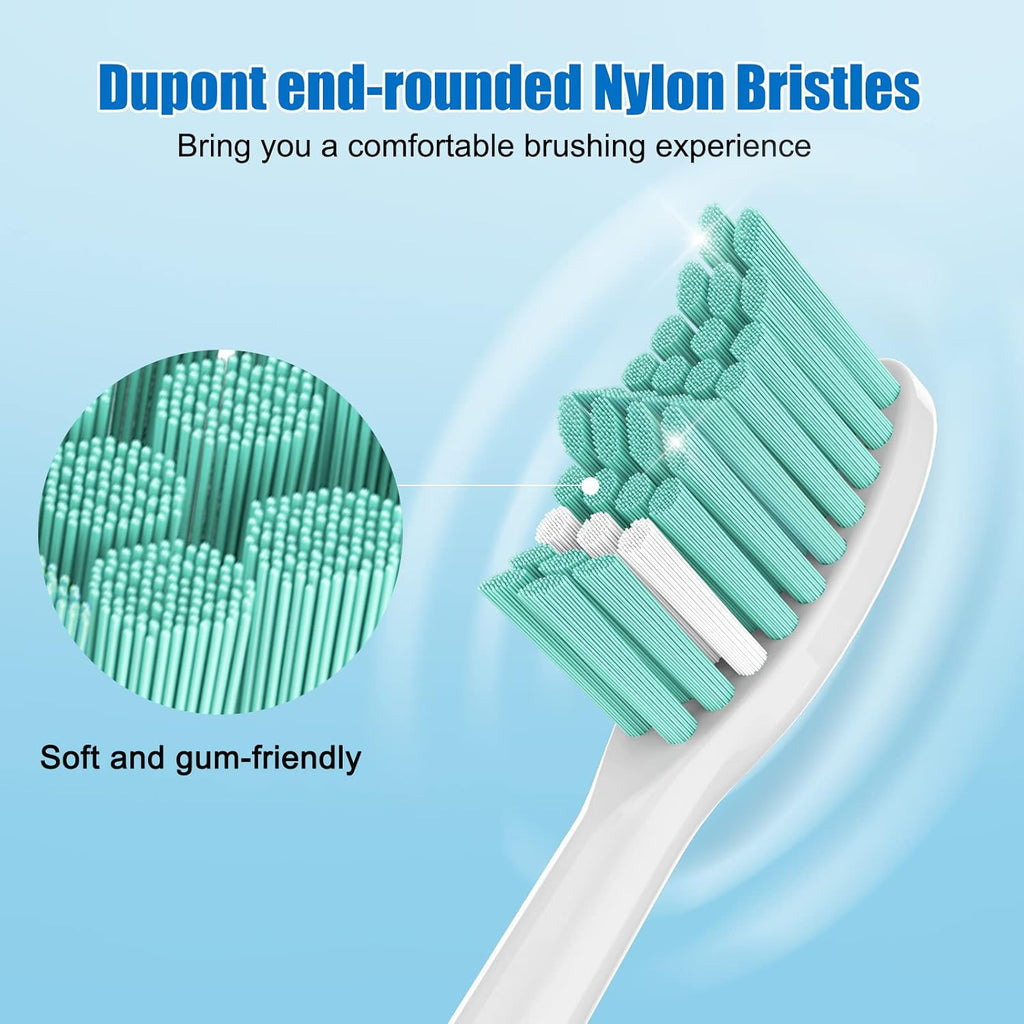 Replacement Brush-Heads Compatible with Philips Sonicare: e-Series Toothbrush Heads HX7022/66 fits Essence & CleanCare Electric Brush Handles, 6 Pack