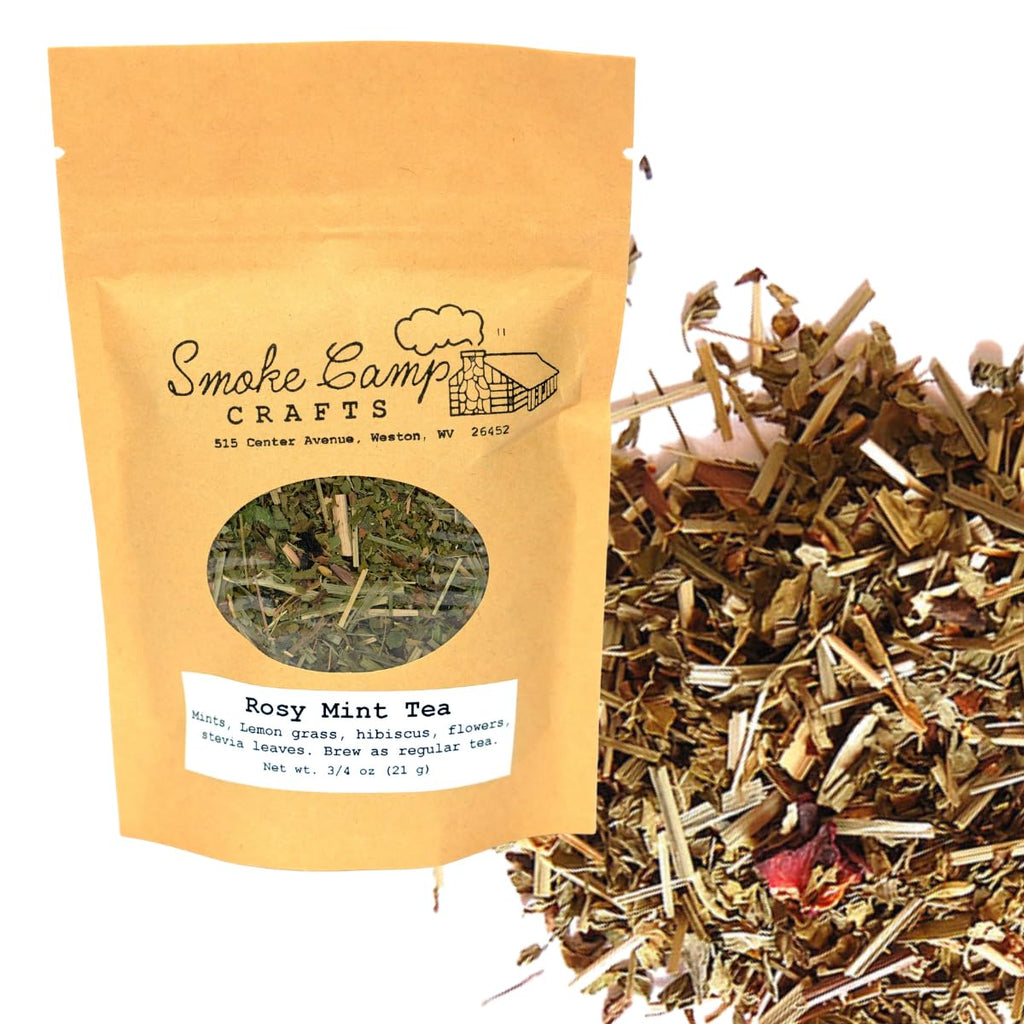 Smoke Camp Crafts Herbal Tea Blend - Rosy Mint Blend, 1 oz (28 g) - Valentine's Day, Lover's Tea