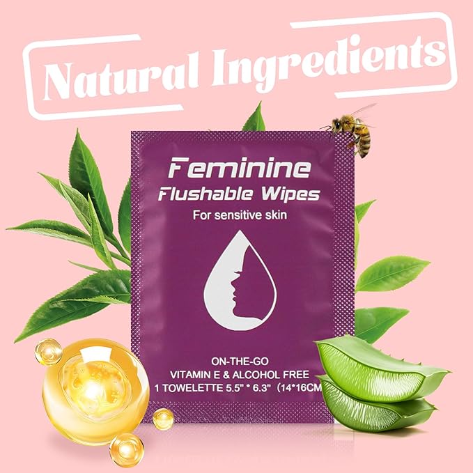 Feminine Wipes Individually Wrapped, Flushable Wipes Travel,Travel Wipes for Women,Feminine Care Wet Wipes Travel Size Vaginal Wipes for Adult, Girl and Homeless (unscent,400)