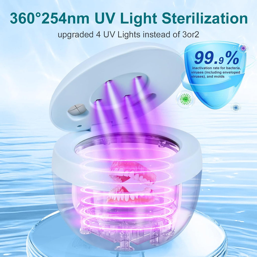 Ultrasonic Retainer Cleaner, Retainer Cleaner Machine Denture Cleaning Pod for Mouth Guards|Aligners|Braces|Toothbrush Heads|Jewelry, 45kHz with Digital Timer