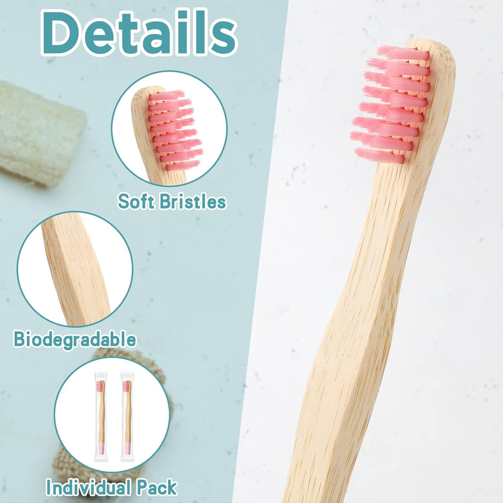 Estune 48 Pcs Kids Bamboo Toothbrushes Soft Bristle Individually Wrapped Toddler Toothbrush Manual Travel Tooth Brushes for Kids Children Adults School Travel Teeth Oral Supplies 5.7 Inch