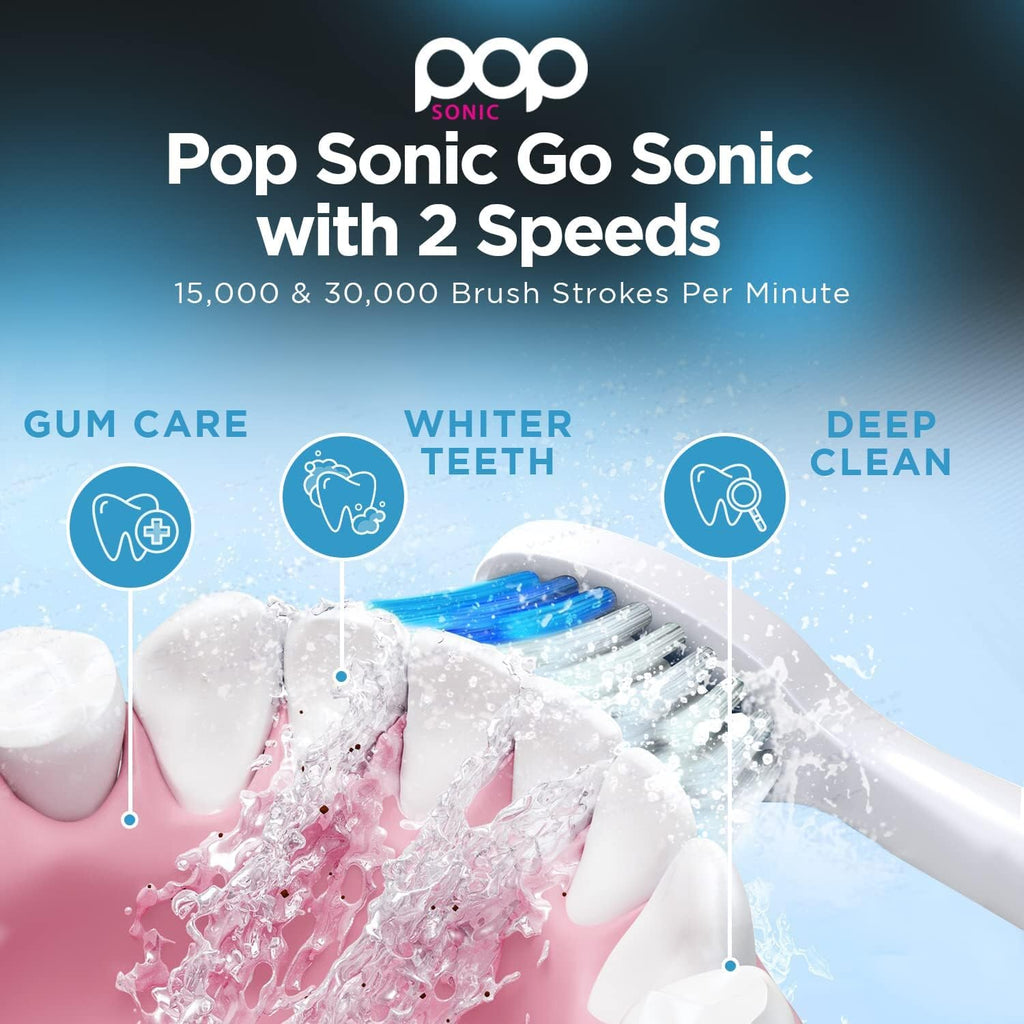 Pop Sonic Electric Toothbrush (Navy Blue) - Travel Toothbrushes w/AAA Battery | Kids Electric Toothbrushes with 2 Speed & 15,000-30,000 Strokes/Minute, Dupont Nylon Bristles