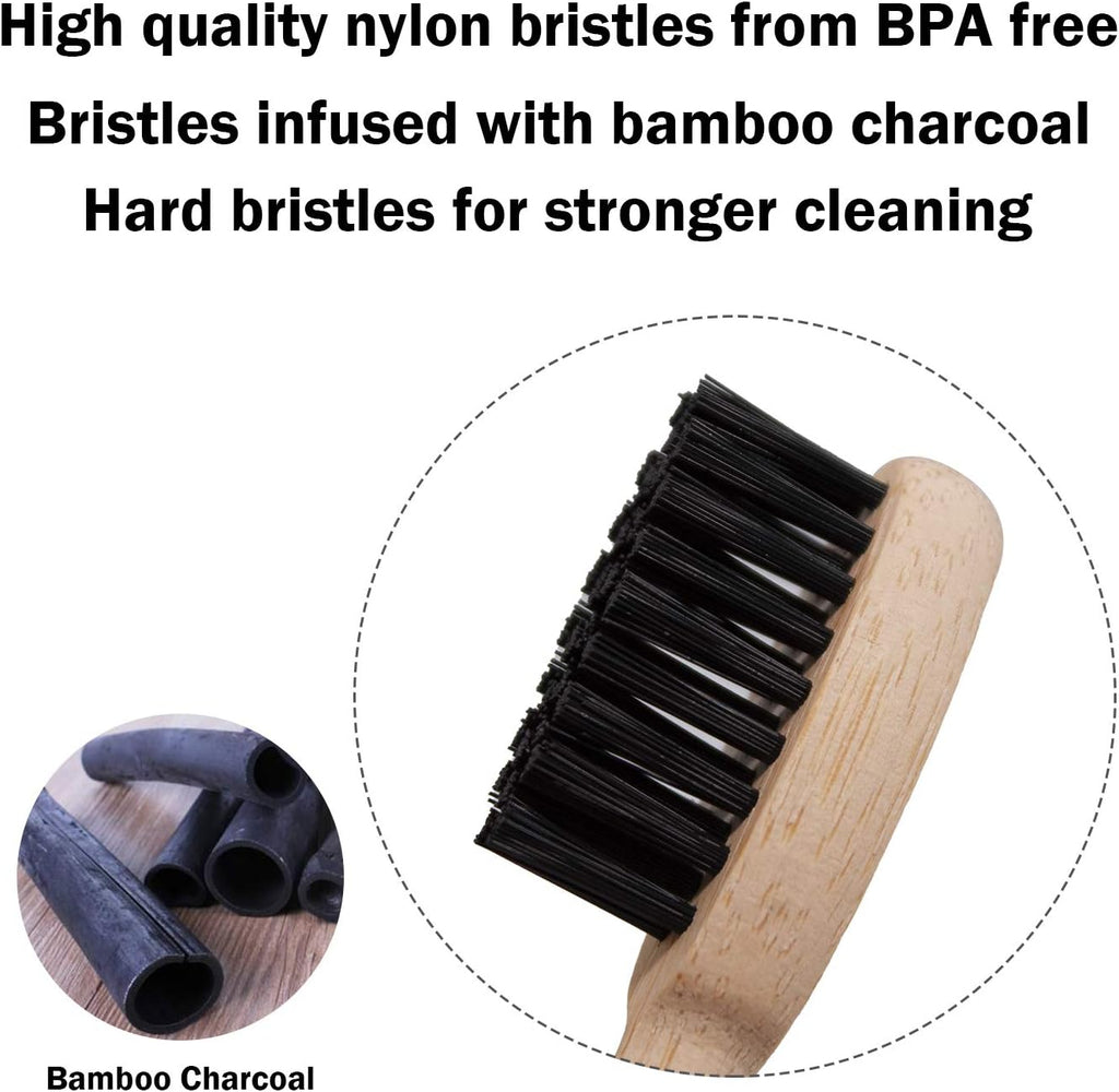 Virgin Forest Bamboo Toothbrush, Vegan Natural ECO Friendly Wood Toothbrushes, Biodegradable Organic Charcoal Tooth Brush, Pack of 6