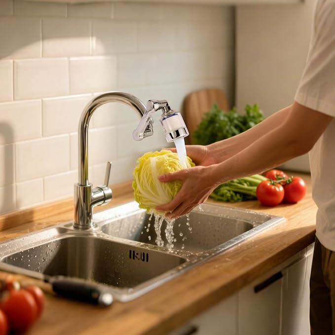 1440° Sink Faucet Aerator Extension Swivel Faucet Extender for Toddlers, 2 Sprayer Modes Bathroom Kitchen Head Replacement Smart Tap Attachment with Filter for Face Washing