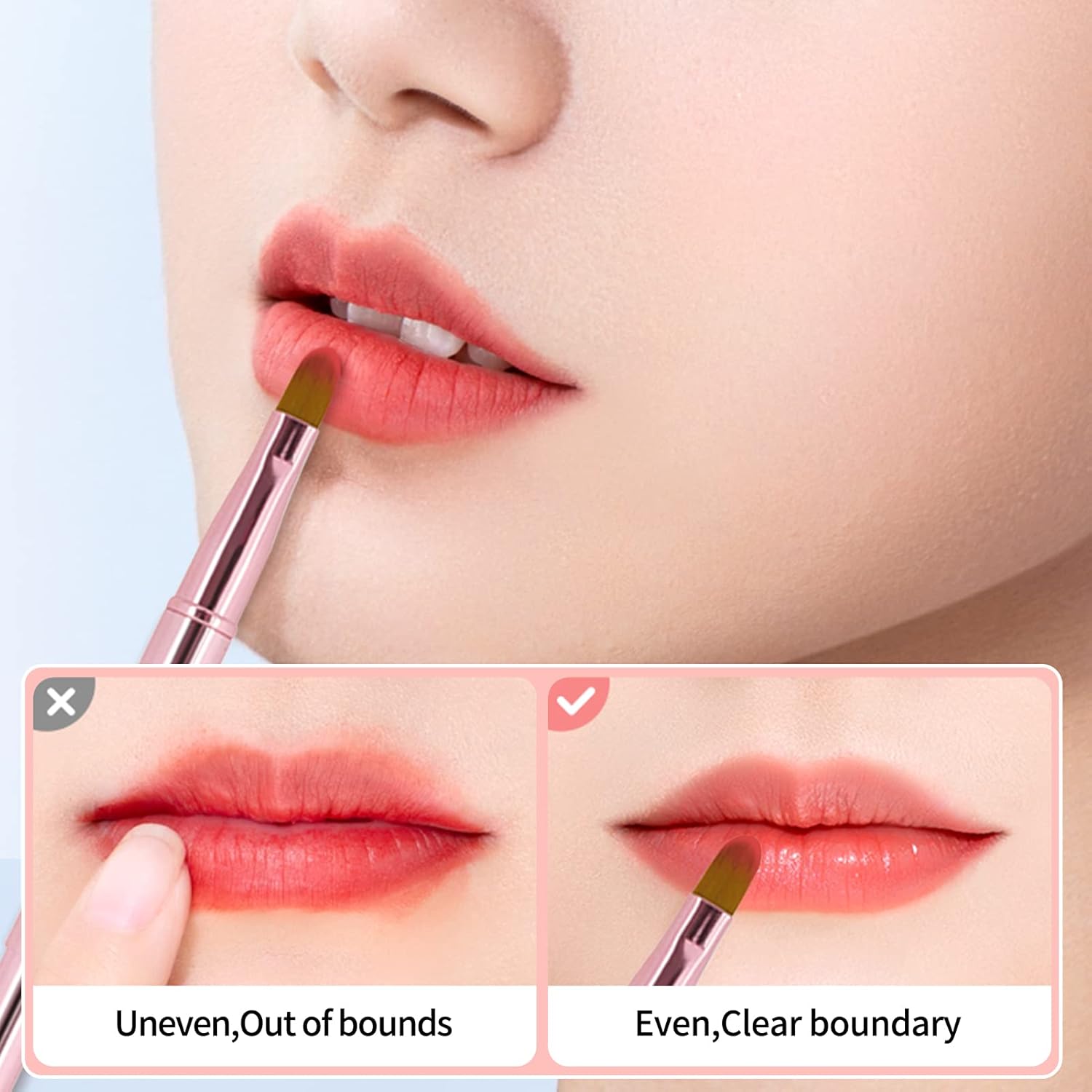 Unaone [2 Pack] Lip Brush for Lipstick, Retractable Lip Brushes, Dual-ended Makeup Brush for Lipstick Lip Gloss, Include Lid