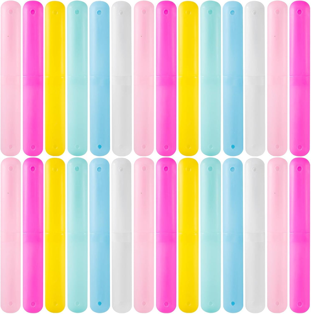 24 PCS Toothbrush Case Set,Travel Toothbrush Case,Plastic Portable Toothbrush Holder,Dust-proof Toothbrush Box Storage,Toothbrushes Carrier for Traveling,Bathroom,School,Home, Camping,6 Colors