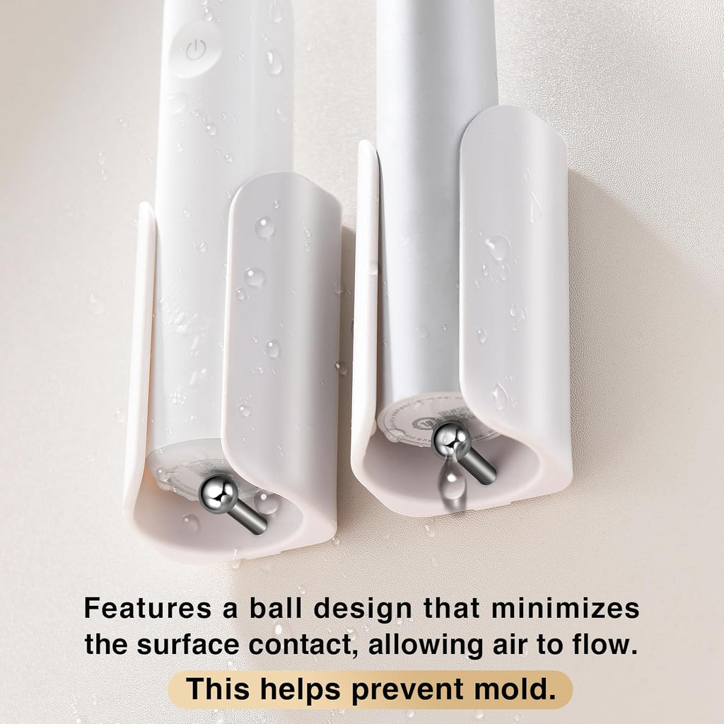 Electric Toothbrush Holder for Bathroom, Wall-Mounted Toothbrush Stand with Self-Adhesive, Compact Bathroom Caddy for Electric Toothbrushes (White-4pcs)