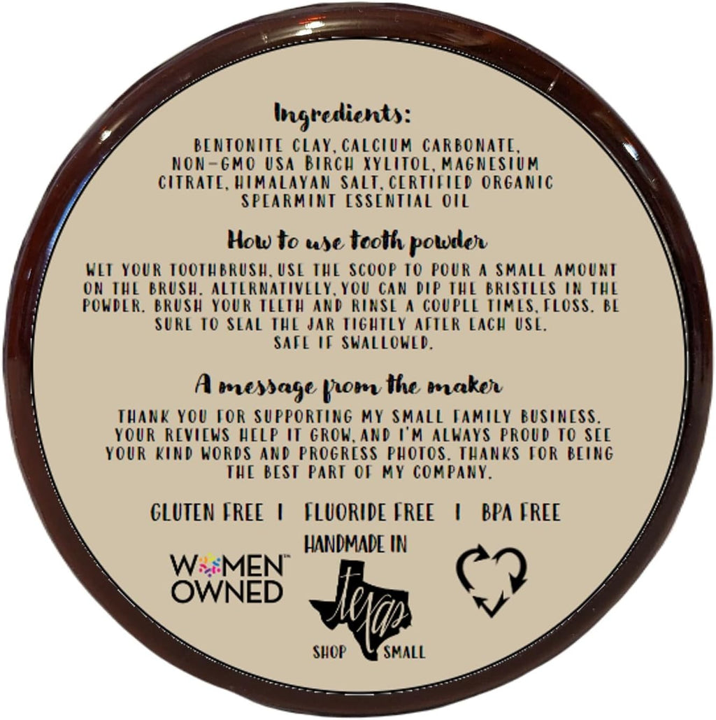 Simply Sooney Remineralizing Vegan Mineral Tooth Powder I Spearmint Formula I Natural Whitening I Stronger Teeth 1.5oz (1.5oz jar)