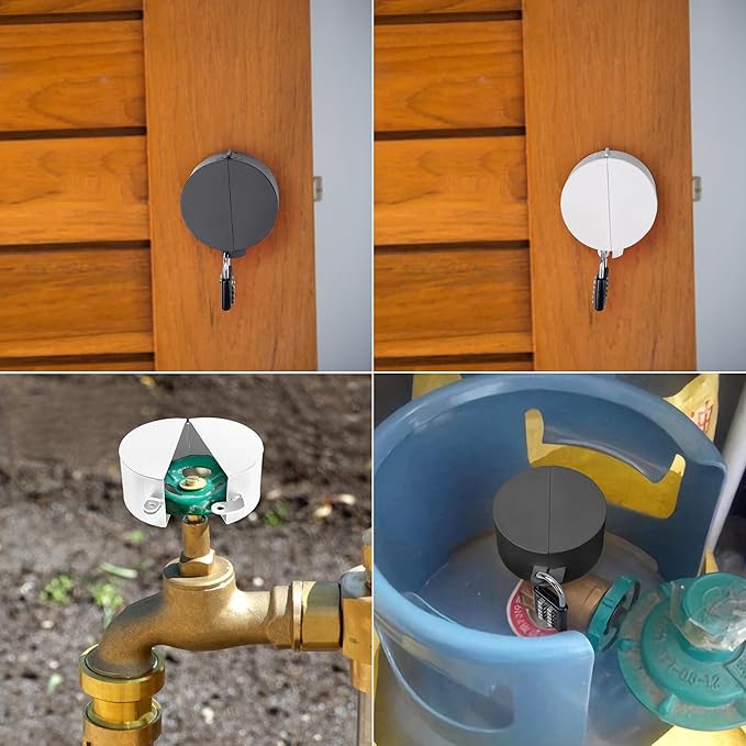 2 Pack Door Knob Lockout Device with Padlock,Temporary Door Handle Lock Cover for Dementia Patients/Child Proof, Outdoor Water Faucet Lock Cover - White