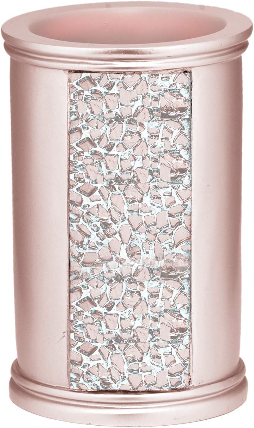 Zahari Home Sinatra Bath Tumbler Toothbrush and Toothpaste Holder Makeup Brushes Organizer, Blush