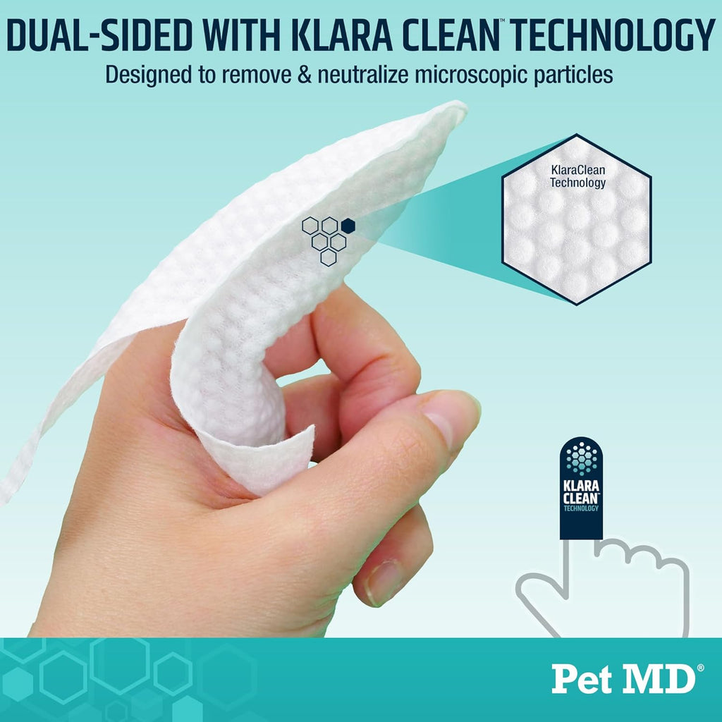 Pet MD Pet Dental Finger Wipes for Dogs - Plaque and Tartar Remover for Dogs to Improve Oral Care - Pet Teeth Cleaning Finger Wipes for Healthy Gums and Fresh Breath - Fresh Apple & Mint, 50ct