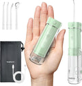 Water Flosser Travel Mini Cordless Portable: 5 Modes Water Dental Floss with Telescopic Water Tank, 4 Tips, IPX7 Waterproof (Green)