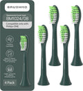 Brushmo Replacement Toothbrush Heads, Compatible with Philips One for Sonicare Electric Toothbrush Handles HY1022, 4 Standard Heads with Tongue Cleaner, Soft Dupont Bristles, BM124m, Sage Green