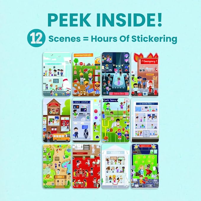 Sticker Book for Kids 2-4, 500+ Kid Stickers, When I Grow Up by Cupkin, 12 Coloring Pages, 12 Side by Side Scenes, Fun Toddler Travel Activity Coloring and Sticker Books for Kids Ages 4-8 + 8-10