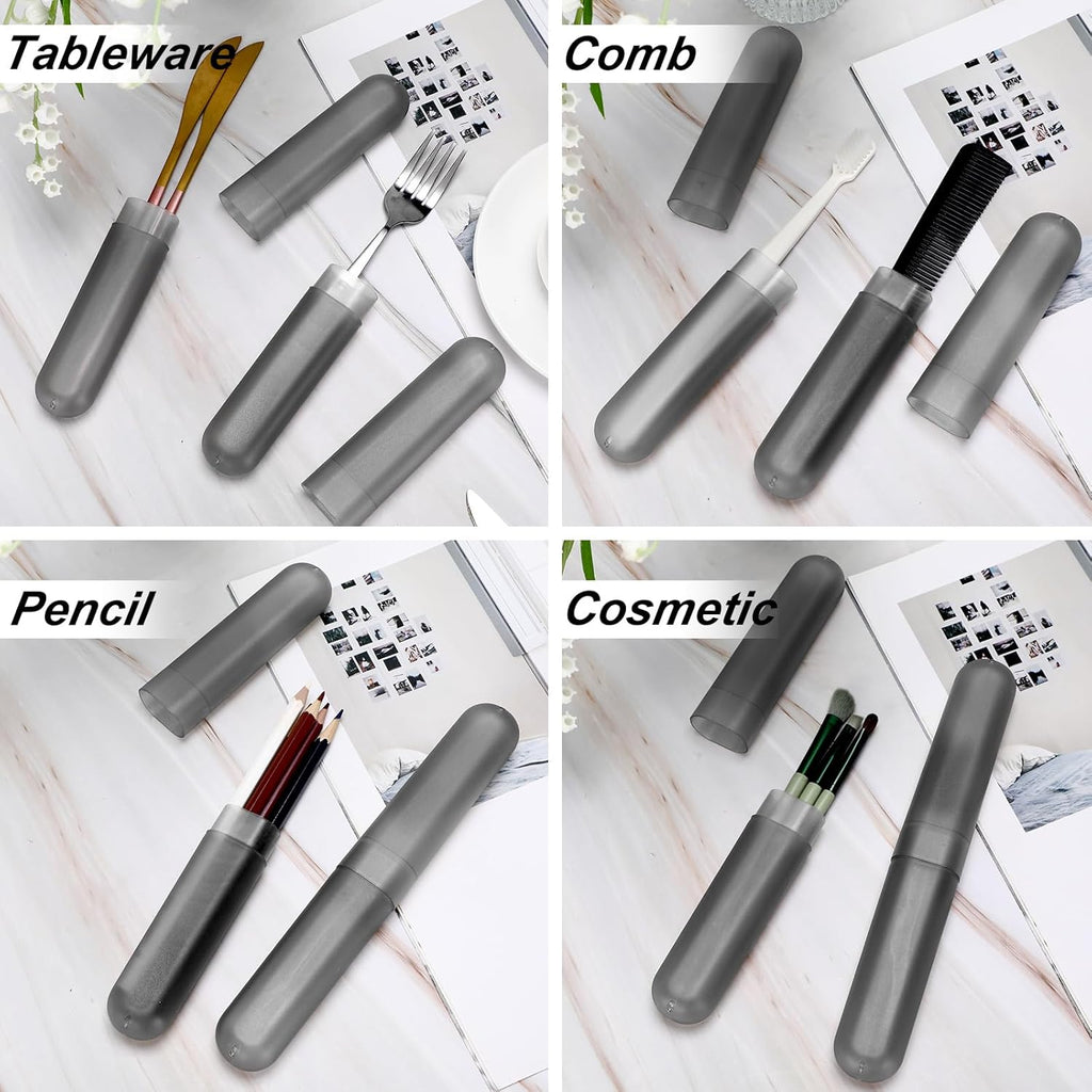 Sieral 90 Pack Travel Toothbrush Case Holder - Bulk Breathable Portable Toothbrush Storage Plastic Container for Home, Outdoor, Travel, Trip, Camping, 8 x 1.2 Inch (Gray)