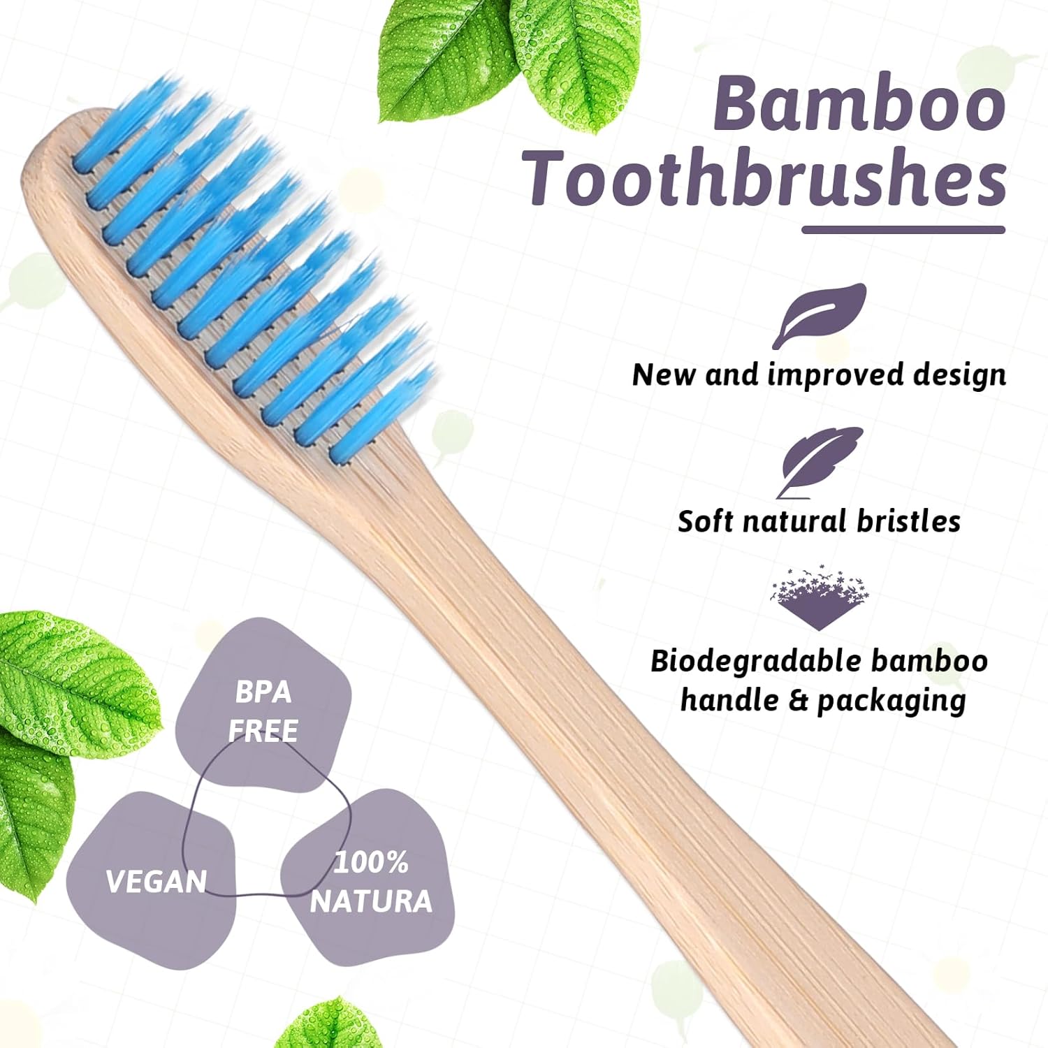 120 Pcs Bamboo Toothbrushes, Natural Soft Bristle Toothbrush Individually Wrapped Travel Tooth Brush 12 Color Vegan Organic Toothbrushes for Adults Travel