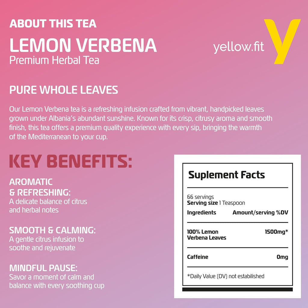 100% LEMON VERBENA WHOLE LEAVES 66 SERVING GROWN UNDER ALBANIA’S SUNSHINE