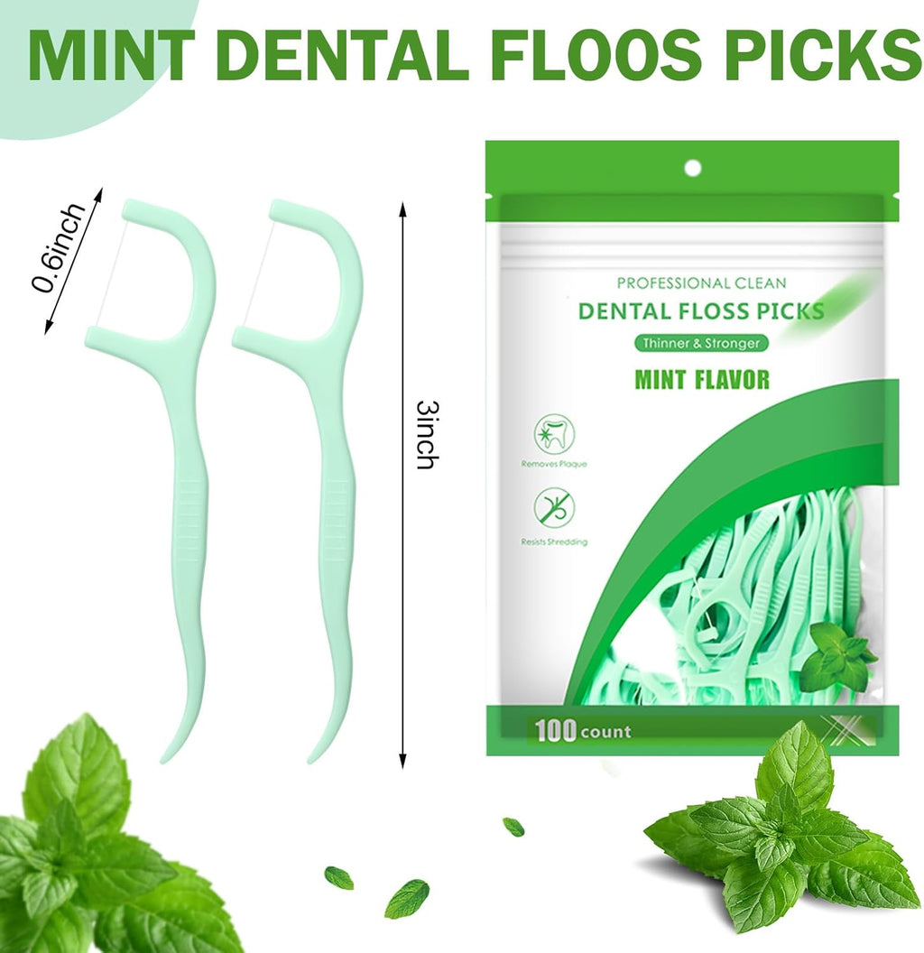 Maxcheck 2000 Count Floss Picks Bulk Natural Dental Floss Picks Toothpicks Sticks High Pull Tooth Flosser Sustainable for Teeth(Green)