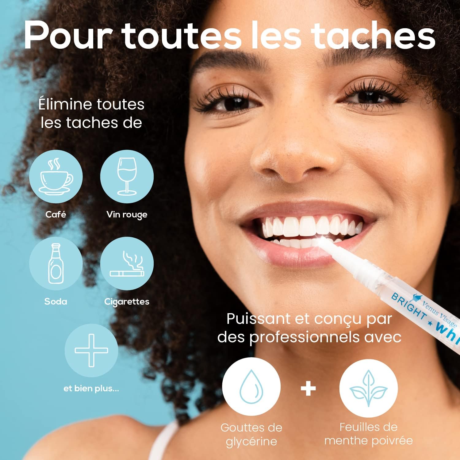 Venus Visage Teeth Whitening Pen, 40+ Uses - Teeth whitening Gel with Professional Formulation and Ingredients - Best Teeth Whitener Overnight and No Tooth Sensitivity (Mint) (0.10 Fl Oz (Pack of 4))