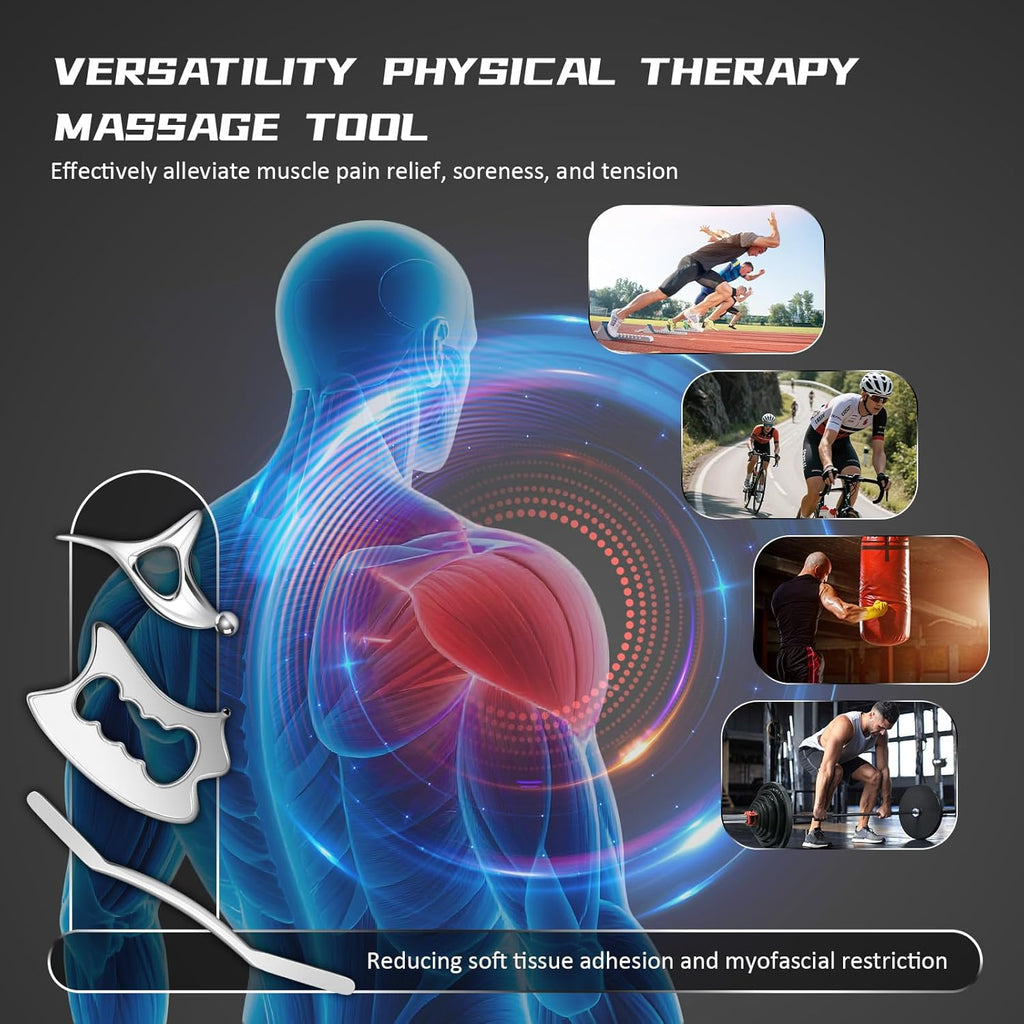 Stainless Steel Gua Sha Tools, 3 in 1 Muscle Scraper Tool, Metal Gua Sha Physical Therapy Equipment, Body Guasha, Myofascial Release,Scraping Tool Physical Therapy, Deep Tissue Massager for Knots