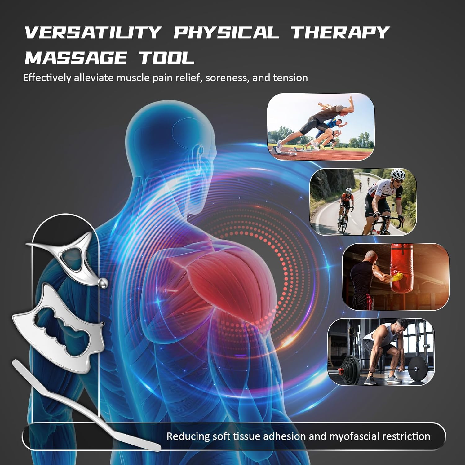 Stainless Steel Gua Sha Tools, 3 in 1 Muscle Scraper Tool, Metal Gua Sha Physical Therapy Equipment, Body Guasha, Myofascial Release,Scraping Tool Physical Therapy, Deep Tissue Massager for Knots