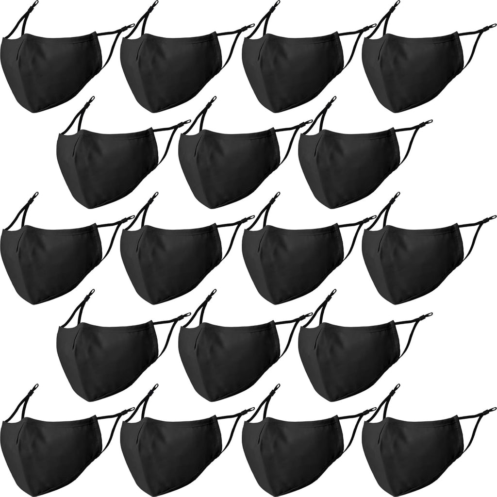 18 Pack Reusable Cloth Face Masks Washable Cotton Face Mask Adjustable Breathable Fabric Mask