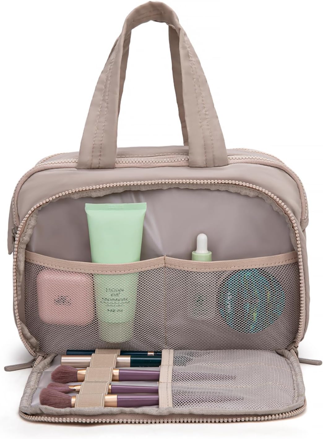 Montana West Travel Toiletry Bag Large Capacity Travel Bags Soft Makeup Organizer Lightweight Puffy Cosmetic Bag with Waterproof Compartment