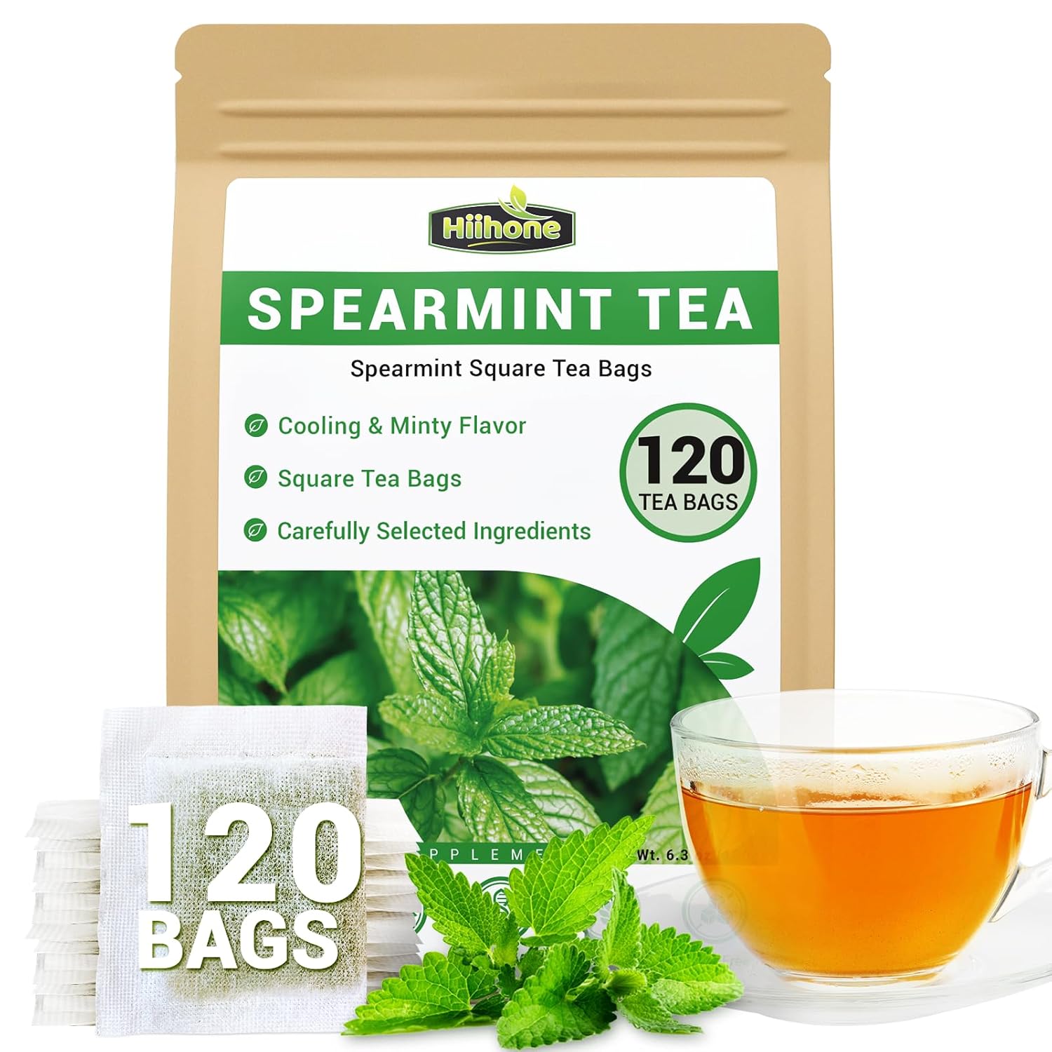 Spearmint Leaf Herbal Tea - Caffeine Free, 120 Teabags