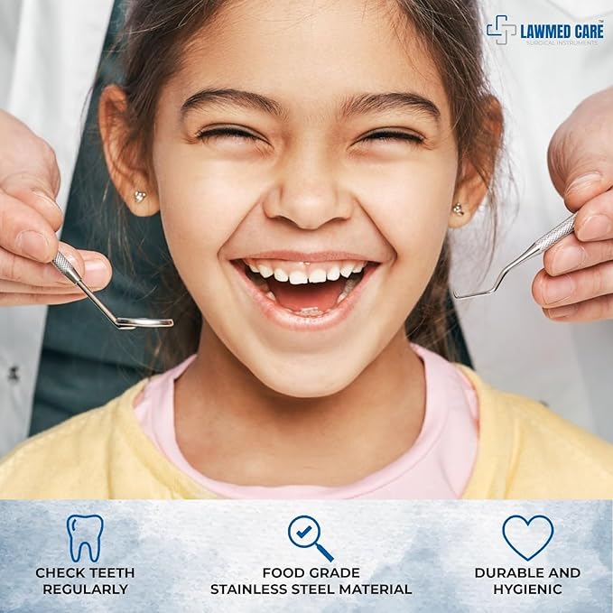 Plaque and Tartar Remover Stainless Steel Dental Tool Set - Dental Pick, Tooth Scraper - Professional Home Oral Care and Dentist Kit (Pack of 1)