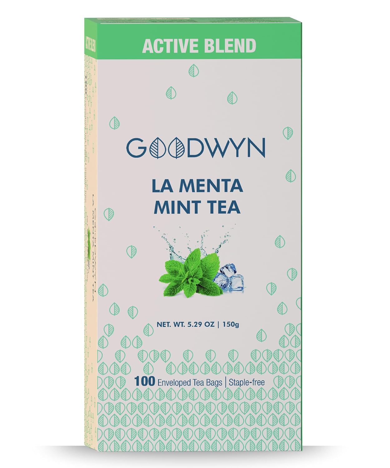 Goodwyn Peppermint Tea – 100 Individually Wrapped Herbal Tea Bags | Organic Mint Tea | Caffeine-Free | Plastic-Free Packaging | Refreshing Flavor | Indian Origin | Travel-Friendly