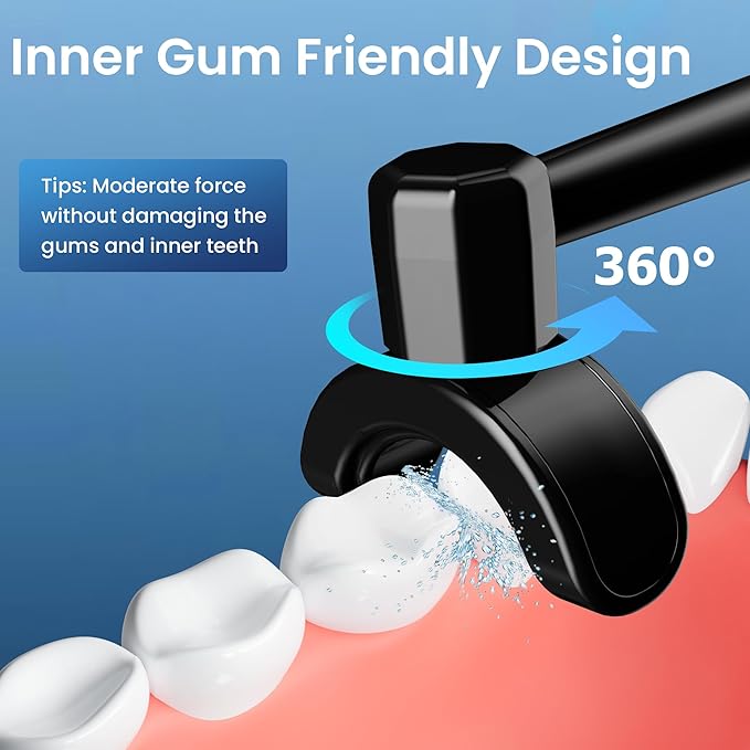 Cordless Water Flosser for Teeth, U-Shaped Flossing 360° Deep Clean, 5 Modes 7 Jet Tips for Adult & Child, Portable Rechargeable Dental Flosser Pick for Braces, Travel, 350ML Large Tank