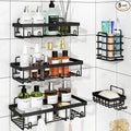 5 Pack Shower Caddy Organizer Rack Shelf for Inside Shower, Adhesive Bathroom Wall Storage Basket Rustproof Stainless Steel Shampoo Holder, Bathroom Accessory Decor Set, Black.