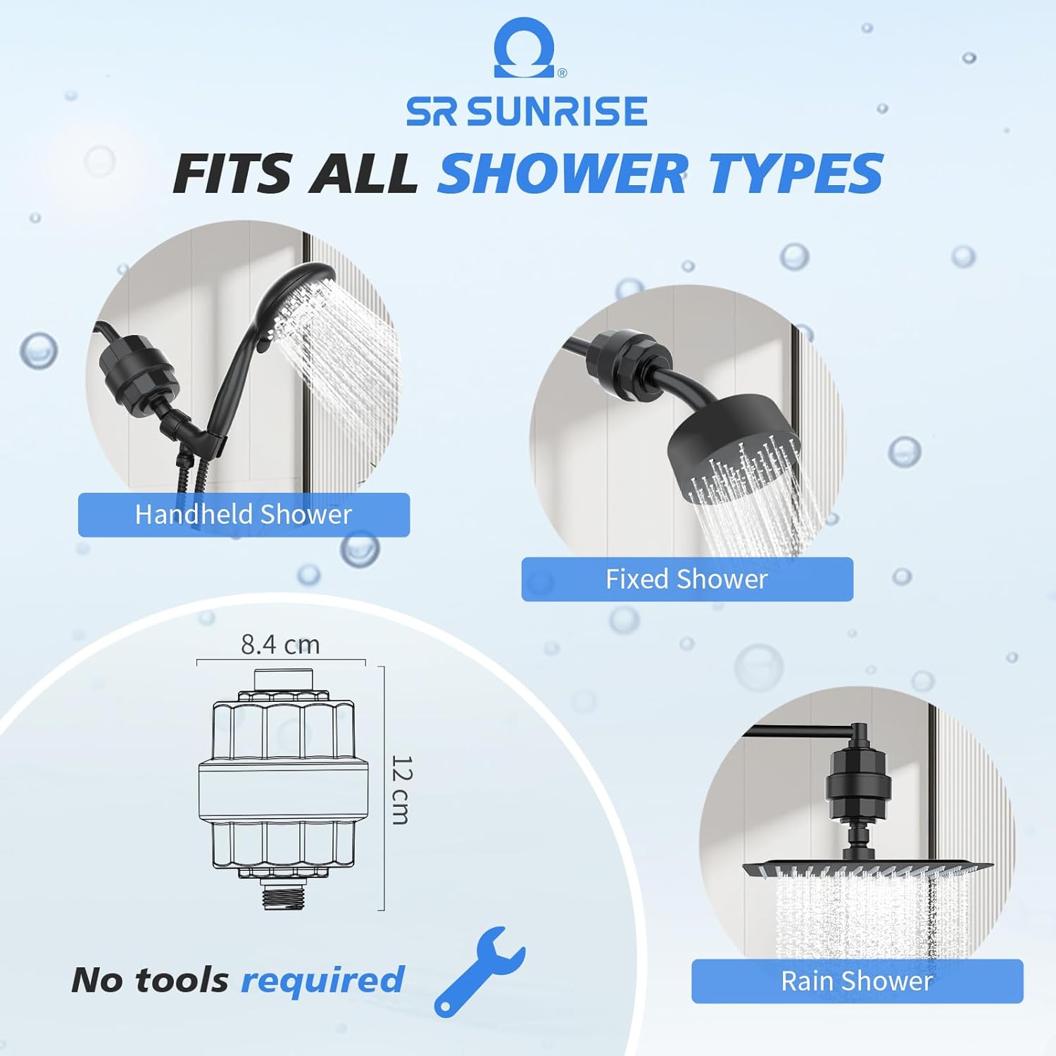20-Stage Shower Filter-Shower Head Filter for Hard Water, with 5 Replaceable Cartridges, High Output Shower Water Filter for Removing Chlorine and fluoride, Black
