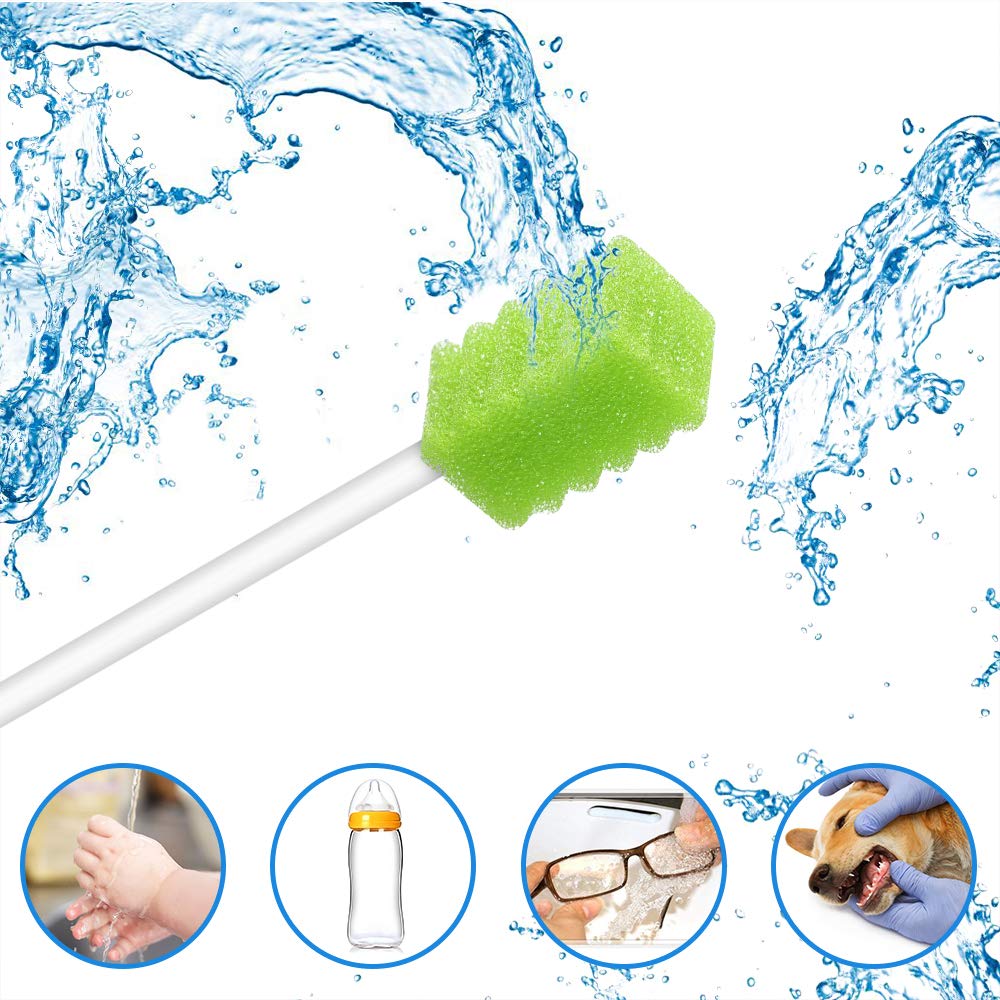 (250 Pack) Disposable Oral Swabs, Sterile Dental Sponge Swabsticks Unflavored for Mouth, Gum Cleaning.