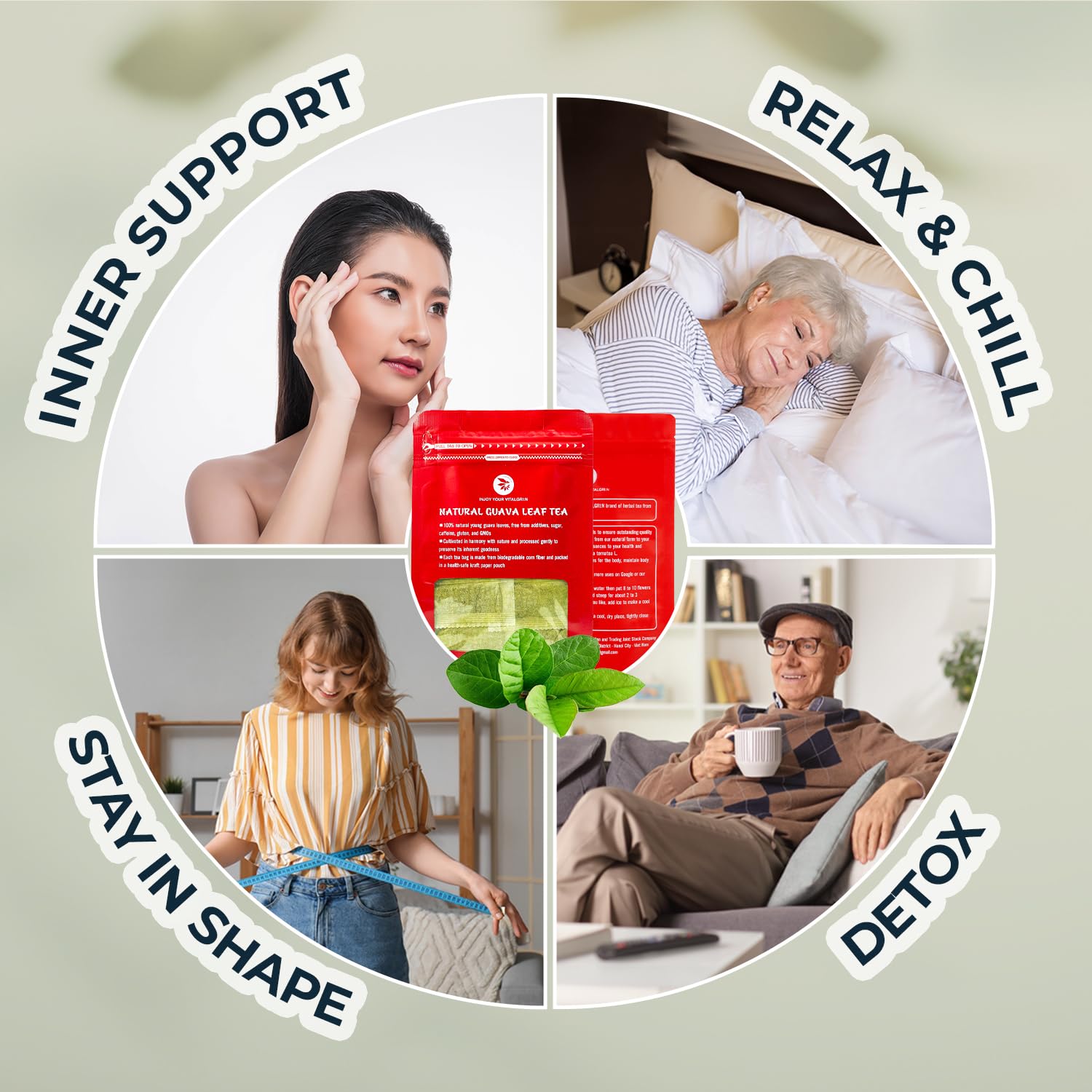 Guava Leaf Tea Bags - 55 Count (+5 Tea Bags) - 4.06 oz with Bamboo Tong, Handpicked & No Sugar Added, No Caffeine, Re-Steep Herbal Tea, Relax Refreshing Hojas De Guayabav