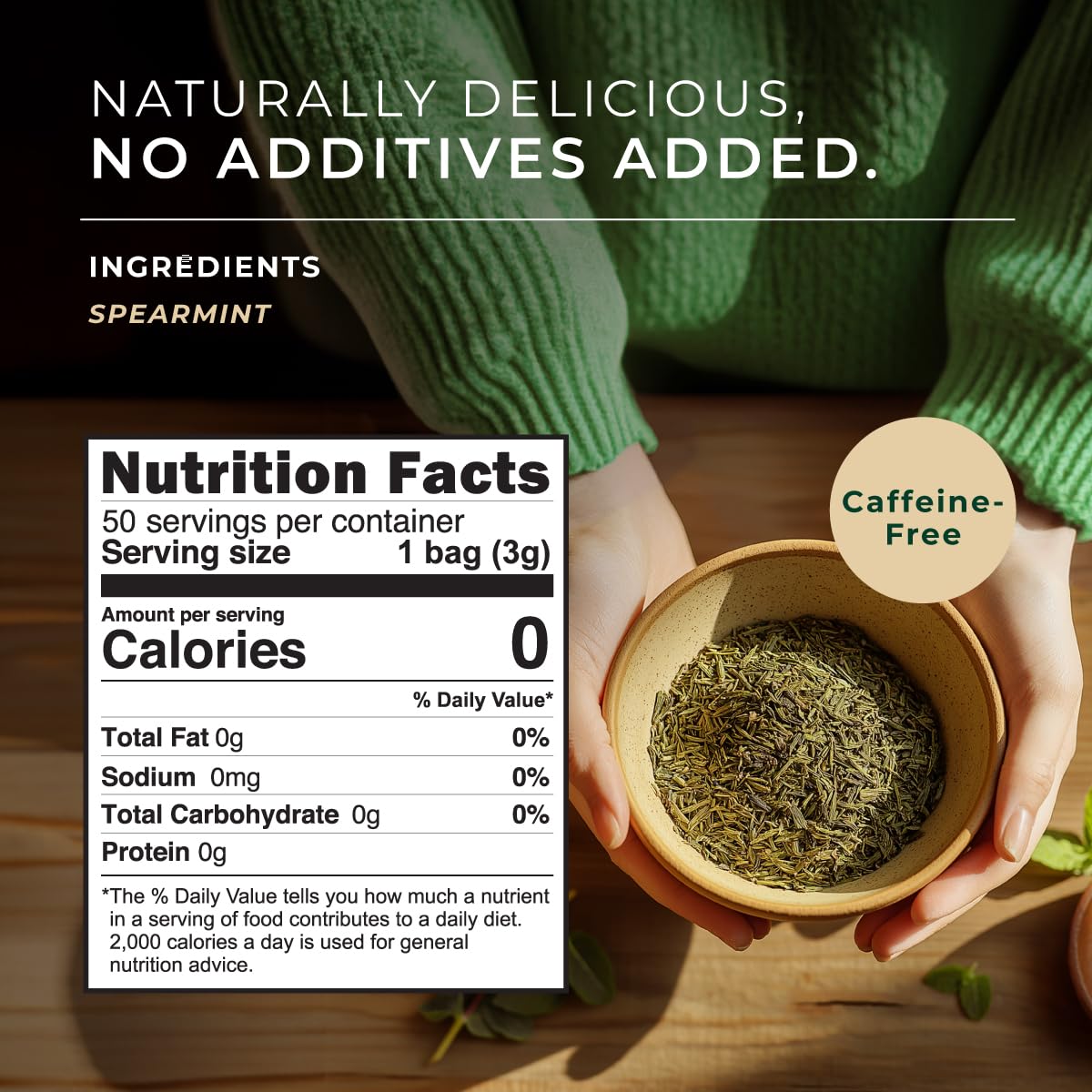 Gya Tea Co Spearmint Herbal Tea Bags (50 Bags) - Caffeine Free with a Tangy Flavor for All Day Comfort, Calming, Relaxing & Nourishing - Fruit & Herbal Blends