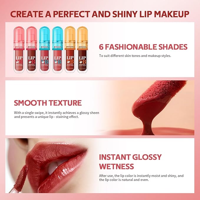 LIP VB Hydrating Gloss Stain – Lip Tint Gloss with 12HR Hydration Long-Lasting Moisture & Shine, Smooth Lip Stain with Glossy Finish, Non-Sticky, Rich Color for All Skin Tones (#1 HYDRA HONEY, 1)