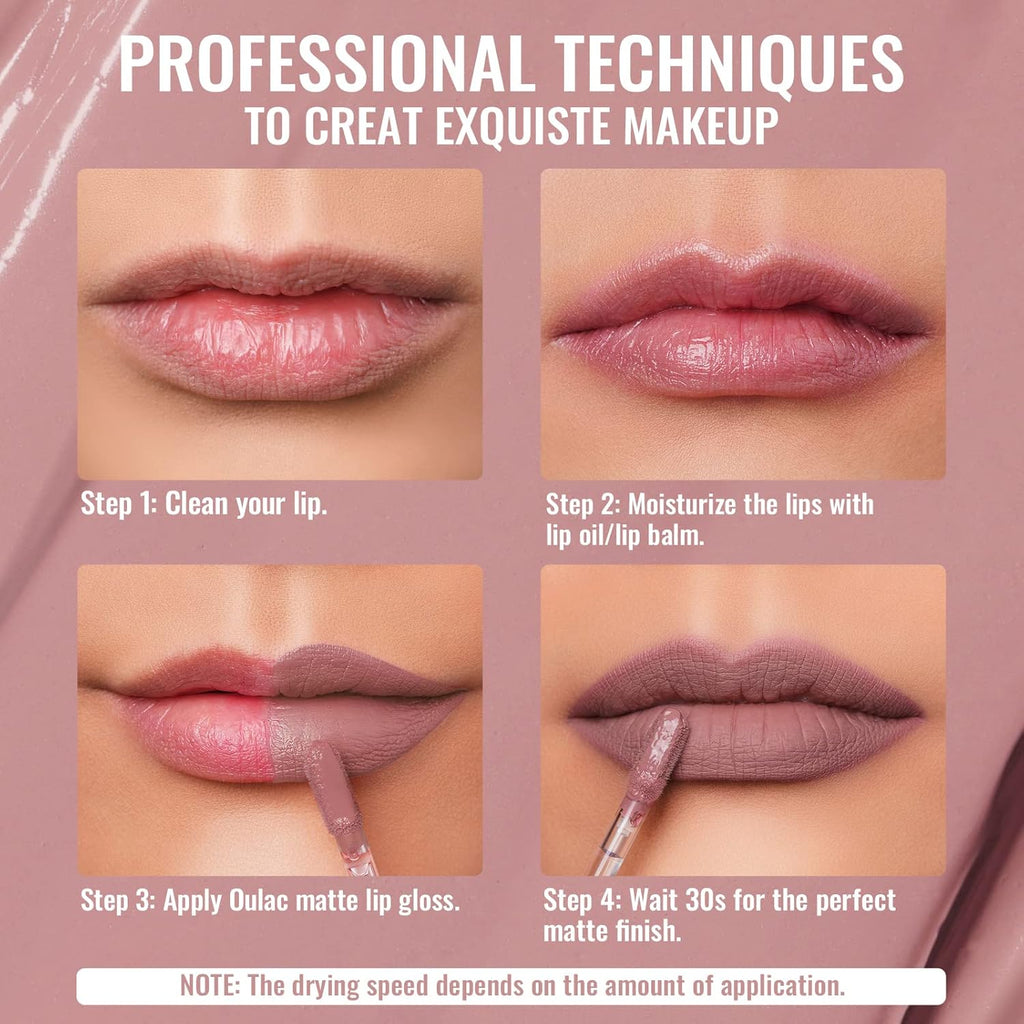 Oulac Matte Liquid Pink Lipstick for Women, Pink Nude Long Lasting Lipstick, Waterproof Lip Stain, No Transfer, Creamy High Pigmented Formula with Vitamin E, Vegan & Cruelty-Free M16