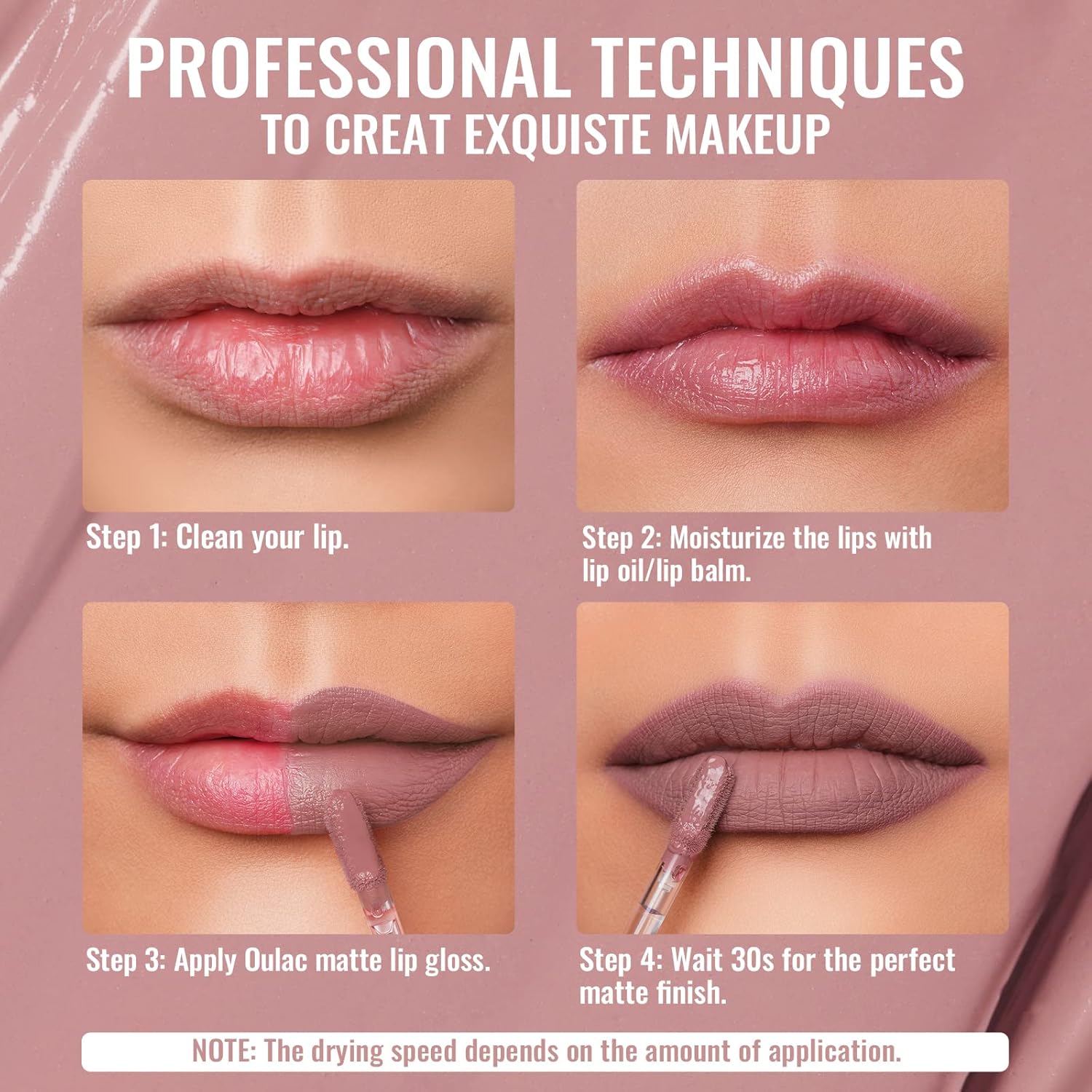 Oulac Matte Liquid Pink Lipstick for Women, Pink Nude Long Lasting Lipstick, Waterproof Lip Stain, No Transfer, Creamy High Pigmented Formula with Vitamin E, Vegan & Cruelty-Free M16