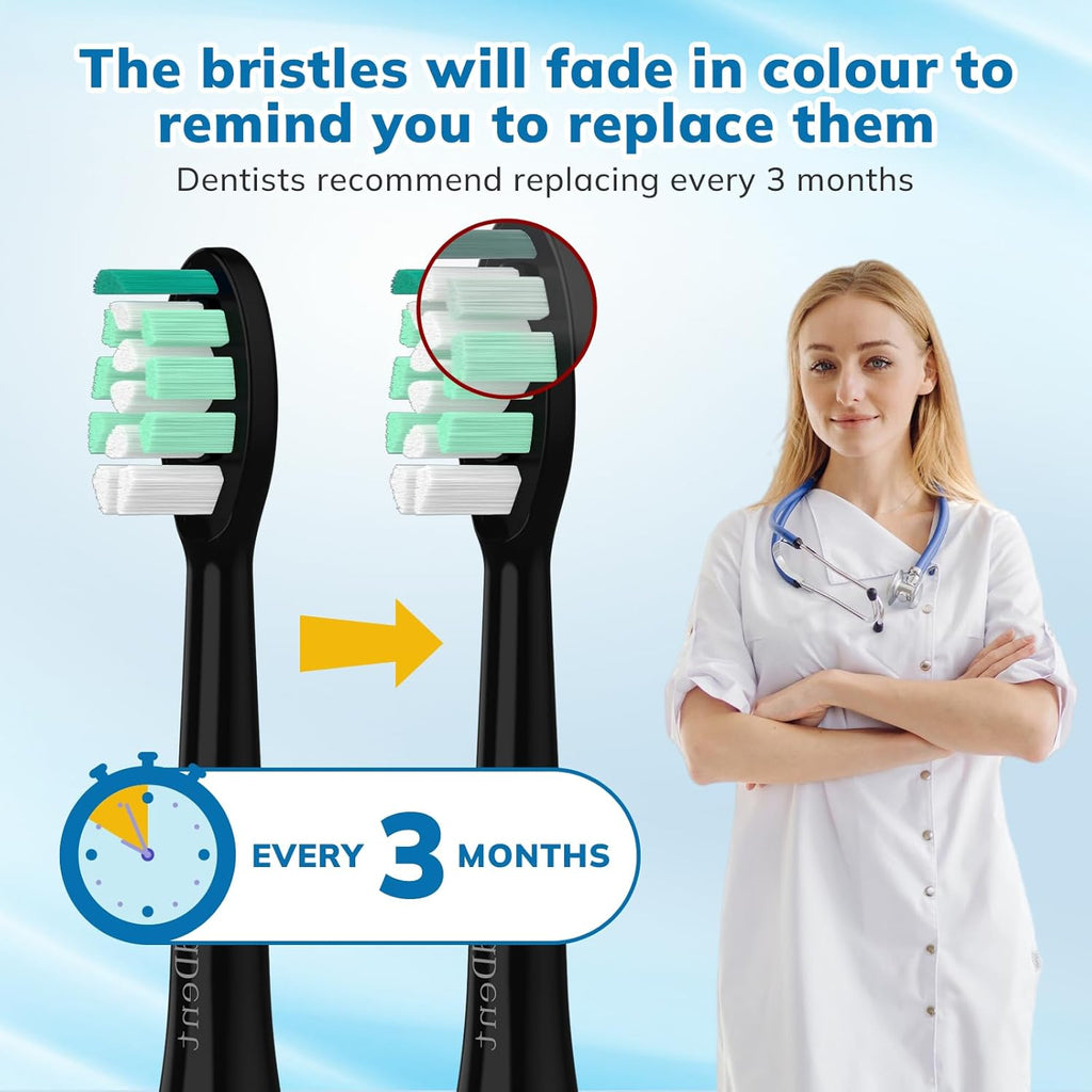 Replacement Toothbrush Heads Compatible with Philips Sonicare：16 Pack Soft Replacement Electric Brush Head for 4100 5100 6100 HX9023/65 W Optimal Control Snap-on System（B&W）