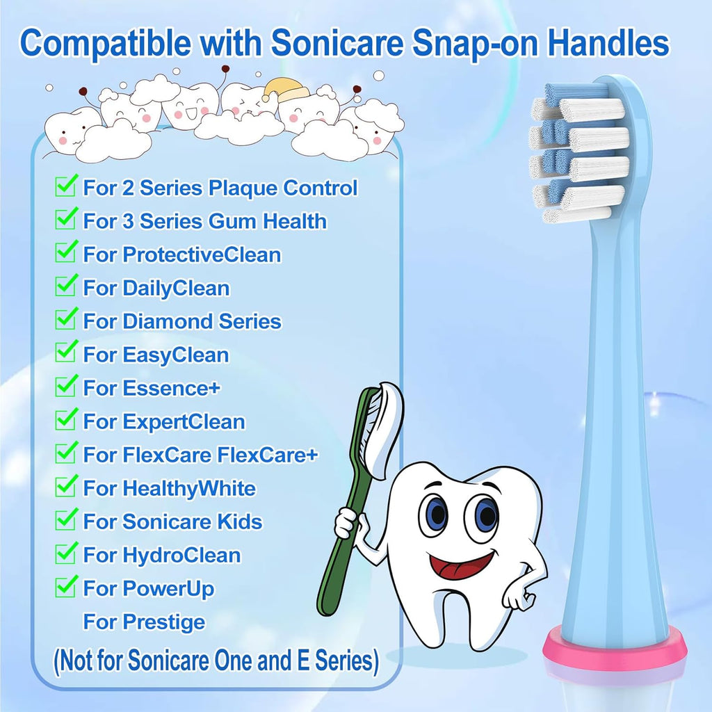 8 Pack Kids Replacement Brush Heads Compatible with Philips Sonicare Electric Toothbrushes,Ultra Soft Bristles for Gentle Cleaning