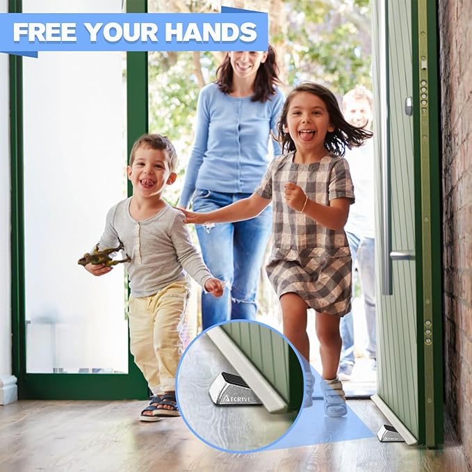 Heavy Duty Door Stopper Wedge 2 Pack Small Size Door Stop Wedge Made of Premium Quality Brushed Stainless Steel Suits Any Door, Any Floor with Self-Adhesive Holder Matt Chrome Small