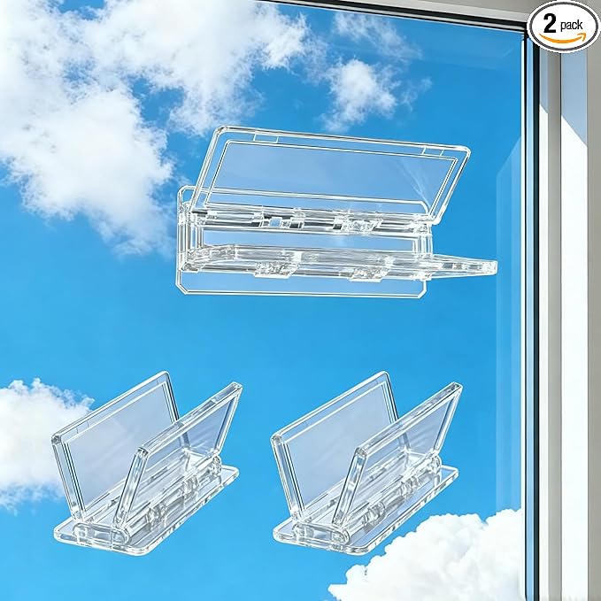 2 Pack Sliding Door Lock Window Locks, for Sliding Glass Doors & Windows, Sliding Closet Door stoppers, Easy to Installation Provides More Security for Your Baby and Pets (Clear)