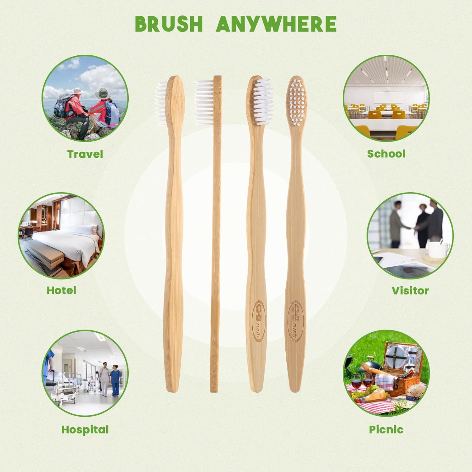 Bamboo Prepasted Toothbrush - Individually Wrapped Pre-Pasted Toothbrush with Bamboo Handles, Medium Soft Bristles Biodegradable Natural Eco-Friendly Sustainable Disposable Toothbrushes (72pcs)