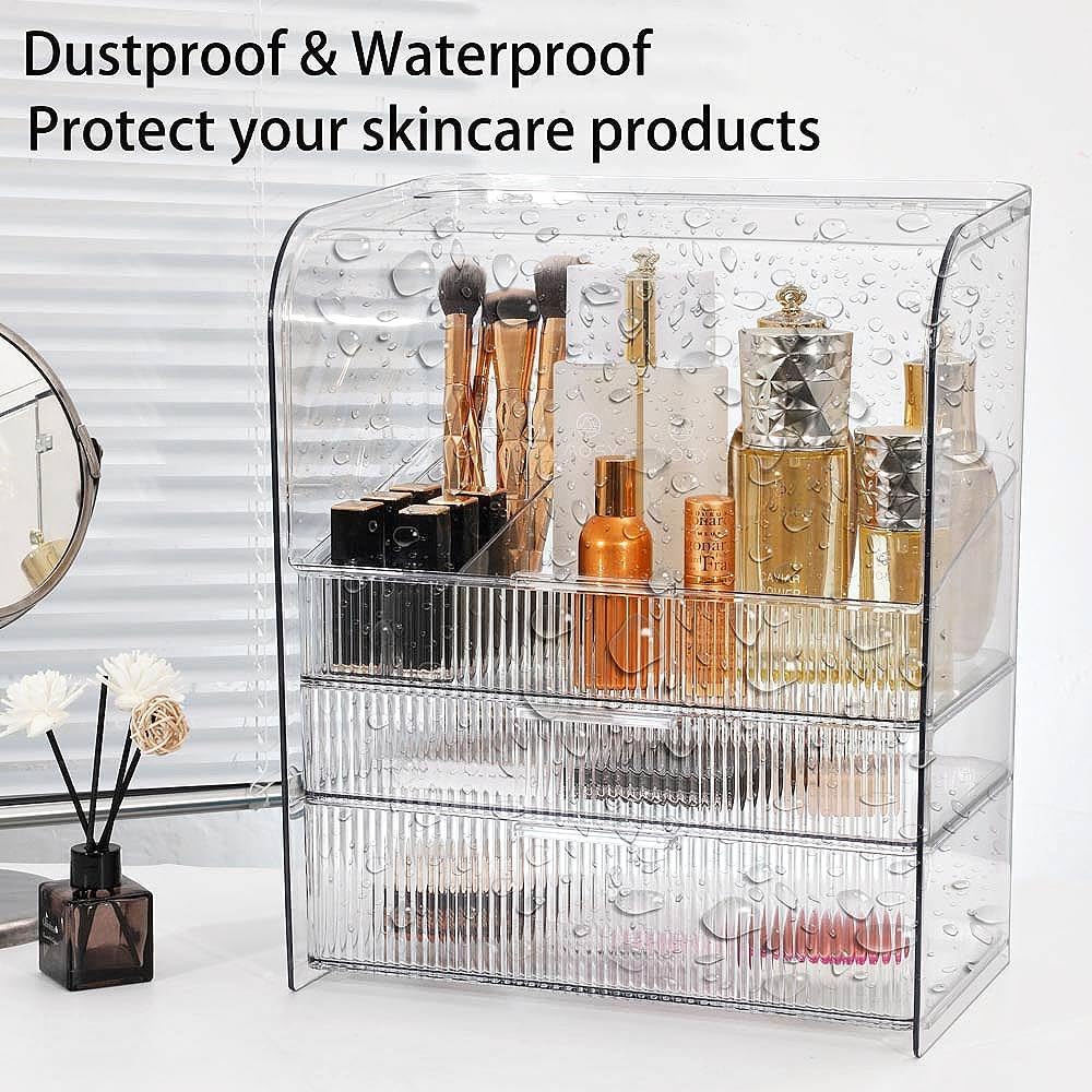 Makeup Storage Organizer Box Large Cosmetic Display Cases Dustproof and Waterproof Cosmetic Organizer Countertop Skincare Organizer