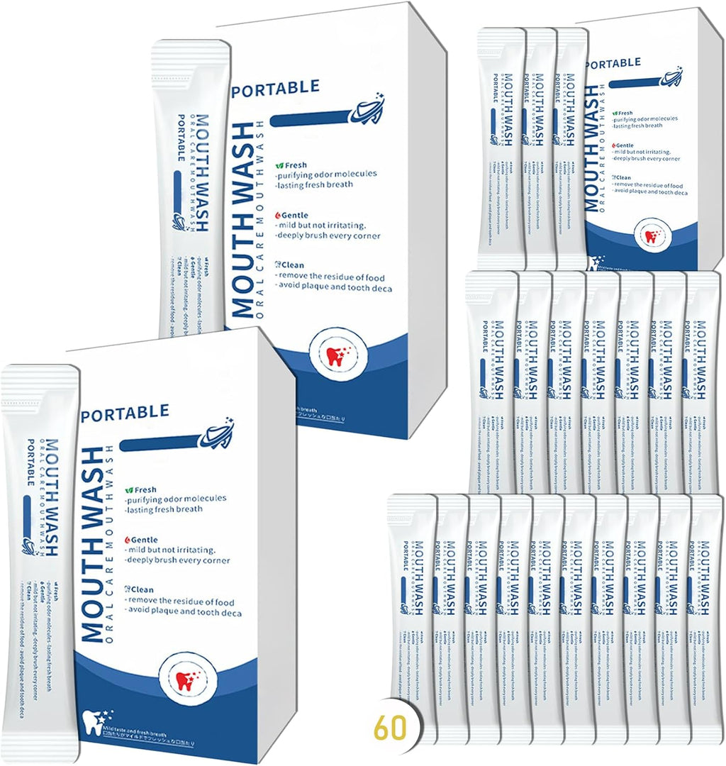 Travel Size Mouthwash,Mini Mouthwash Travel Size Bulk Portable Mouth Wash Set,Individual Small Travel Mouth Wash Packets for Fresh Breath(Pack of 60) A39