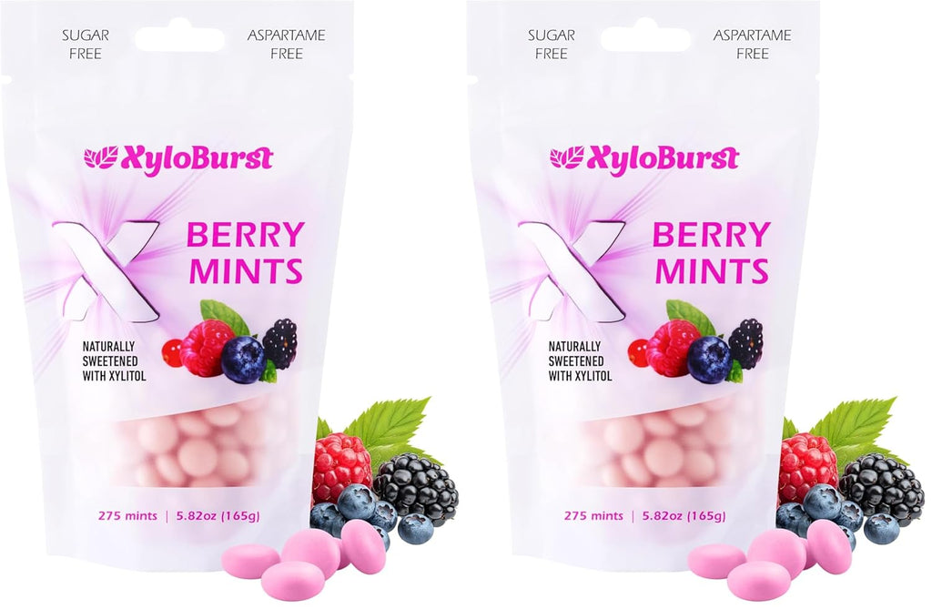 XyloBurst - Xylitol Mints | Sugar Free Breath Mint for Oral Health | Gluten Free, Vegan, Keto Friendly | Aspartame Free Mints | Berry | 275 Count (Pack of 2)